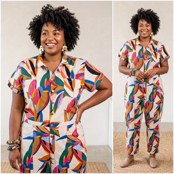 Mixed by Nasrin Pants - Mixed by Nasrin Classic Jumpsuit in abstract tropical print TXXXL